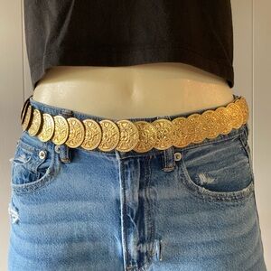 vintage gold coin cinch belt